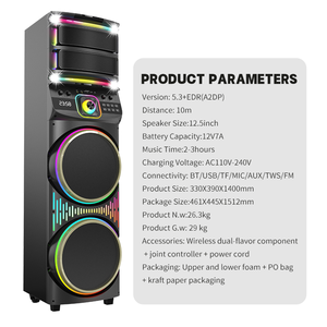 Altavoz Inalámbrico TWS con Sonido Estéreo Nítido, Subwoofer Doble de 12 Pulgadas, USB, Altavoz para Fiestas, Altavoz con Ruedas para DJ, Sistema de Karaoke para Exteriores - Product Image 4