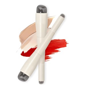 Pinceau double face en silicone pour gloss et correcteur, manche en bois, haute qualité, outil de maquillage double extrémité pour fond de teint et beauté - Product Image 1