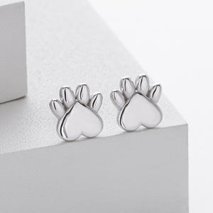 أقراط بسيطة على شكل آثار أقدام الحيوانات، أقراط فضة استرلينية عيار 925، آثار أقدام قطط وكلاب لطيفة، هدية عيد الحب لزوجتك - Product Image 6