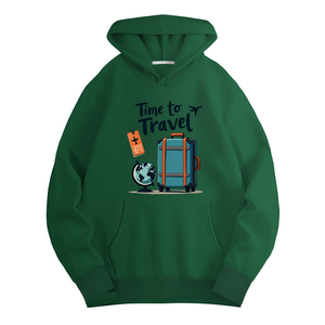 Sudadera con Capucha de Punto Informal para Mujer con Estampado de Viaje, 100% Poliéster, Ropa de Otoño, Manga Larga, Bolsillos Delanteros, Transferencia Térmica - Product Image 1