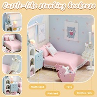 Kits de maison de poupée en bois personnalisés Hamaileon, mini-chambre bleue avec meubles pour adultes, petite maison avec éclairage LED, artisanat et loisirs
