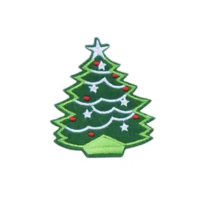 Cartoon Kerstboom Kerstman Borduren Patch Ijzer Op Patches Voor Kleding Stickers Kledingstuk Accessoires Groothandel