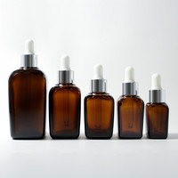 Botol Kaca Minyak Esensial Persegi Kecil Pabrik Xuzhou Pengiriman Cepat Grosir 10 Ml-100 Ml Botol Kosmetik Kaca Amber Kustom