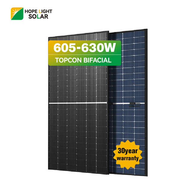 Factory Price Bifacial N-type 630W Mono Solar Panel 605W 610W 630W PV Module Double Glass Customized