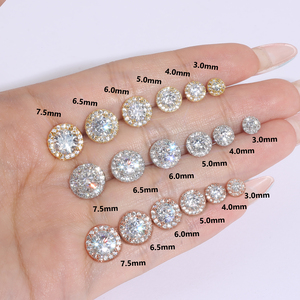 VVS Moissanite <b>Earrings</b> Gra Certificate Women Jewelry Diamond <b>Stud</b> 14K White Gold Plated 925 Sterling <b>Silver</b> Halo Flower <b>Earring</b> - Product Image 5