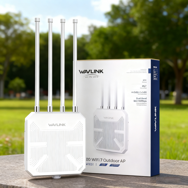Wavlink Wifi 7 BE5100 Long Range Wifi Extender IP67 Waterproof Outdoor WiFi Booster PoE Mesh Wifi Repeaters for Outdoor Use