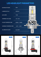 Asruex Phares Led pour voitures 16S H11 H11B H15 9005 9006 9012 accessoires de voiture 25W 2500LM 6500K