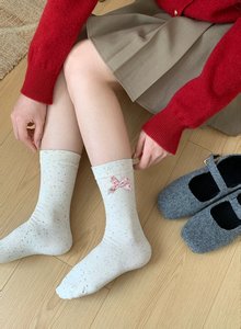 Calcetines con Volantes y Estampado <span class=keywords><strong>de</strong></span> Cerezas para Mujer, Calcetines <span class=keywords><strong>de</strong></span> Algodón Suave y Transpirable hasta la Pantorrilla, Color <span class=keywords><strong>Vino</strong></span> <span class=keywords><strong>Tinto</strong></span> Vintage, para Uso Diario - Product Image 4