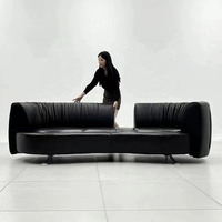 360 Grad Drehbare Rückenlehne Bogenförmiges Schiebe-Echtleder-Modulsofa-Set mit Hochdichtem Schaumstoff Modernes Design