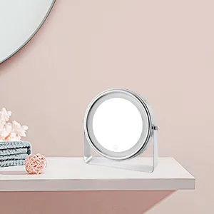 Espelho redondo de mesa para mulheres, espelho de maquiagem portátil de dois lados, espelho personalizado com logotipo