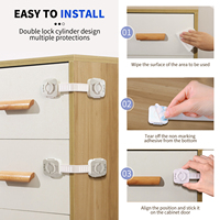 Verrous de sécurité pour enfants Gaixie ABS, modèle BCL009, protection pour armoires, fours, toilettes, longueur réglable, option double verrouillage