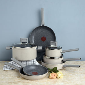 Juego de utensilios de cocina de <span class=keywords><strong>11</strong></span> piezas, revestimiento antiadherente de mármol, sartén forjada, juego de ollas y sartenes de lujo con punto rojo - Product Image 1