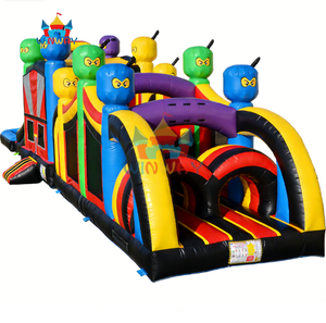 Circuito de Obstáculos Inflable con Tobogán de Monstruo Alienígena, Casa de Brinco Comercial Colorida para Alquileres de Fiestas Infantiles y Eventos al Aire Libre - Product Image 1