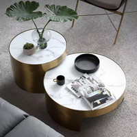 Tables basses de luxe au design nordique, ensemble de tables de salon modernes, plateau en marbre, table centrale et table d'appoint pour hôtel et usage domestique