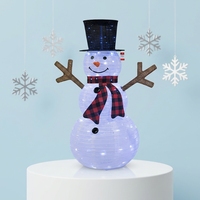Vorbeleuchteter 22-Zoll LED Wasserdichter Weihnachts-Schneemann Motiv-Lichtfigur 3D Pop-up Zusammenklappbare Eisendrahtfigur für Außenbereich Garten Feiertage