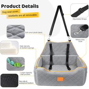 Fábrica certificada de asientos de coche para perros grandes/medianos, asiento elevador de viaje lavable desmontable, asiento para mascotas con bolsillos de almacenamiento - Product Image 3