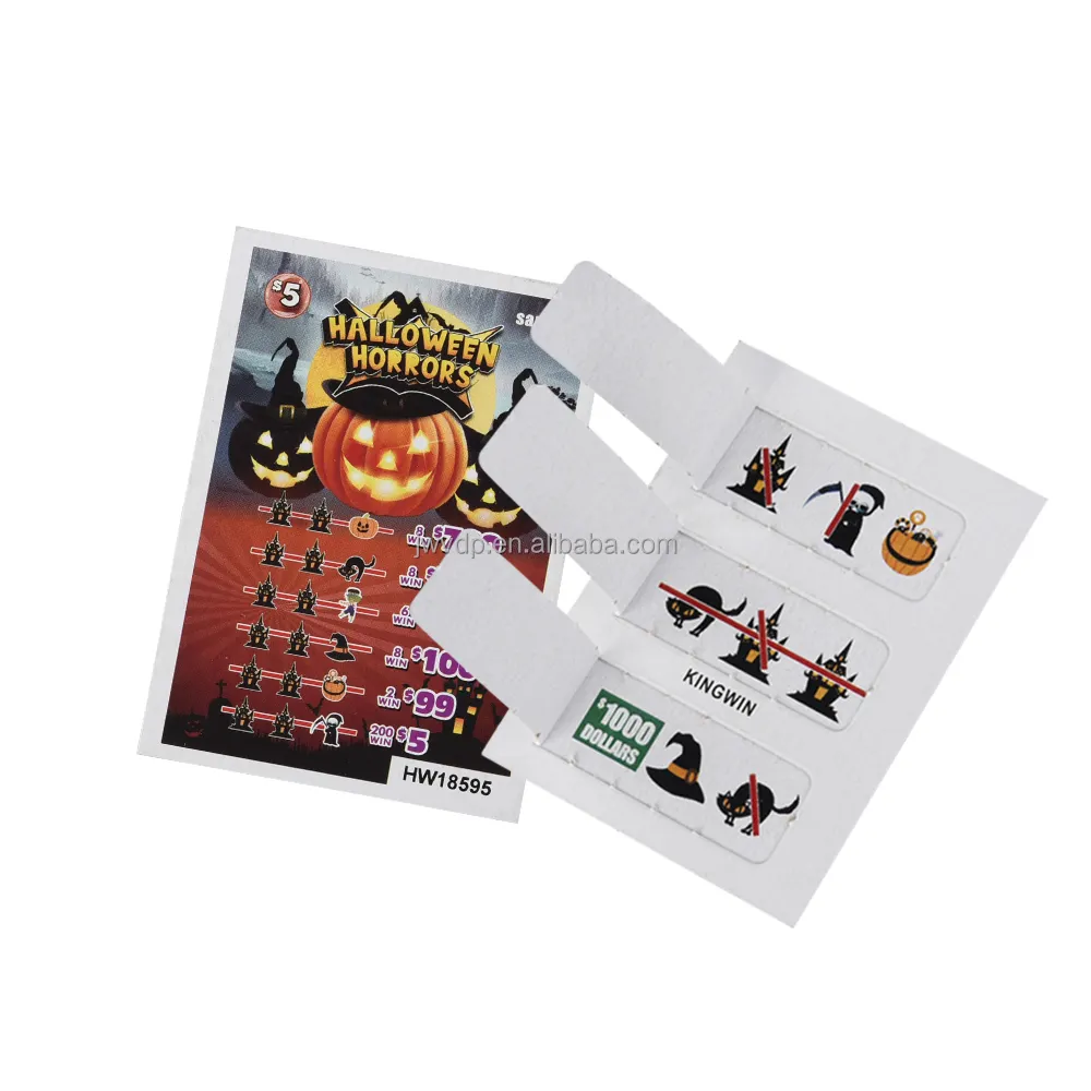 Wholesale Customized Bingo Pull 3 Tabs Lottery Tickets Halloween Theme Odm Break Open Tickets Pull Tab Cards