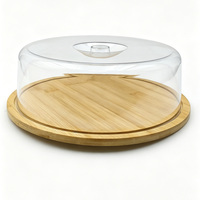 Boîte de rangement pour ustensiles de cuisine avec couvercle en PS, couvercle de conservation alimentaire en bambou, plateau de présentation anti-poussière pour gâteaux en bambou