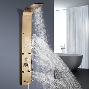 Luxury Dual-Handle Bathroom <strong>Shower</strong> Panel Waterfall Rainfall Massage Jets Brushed Surface Spout <strong>Shower</strong> <strong>Control</strong> for Apartments - Product Image 3