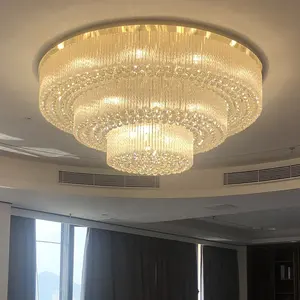 Modern yuvarlak büyük avizeler oturma odası kolye ışık tavan k9 lüks kristal avize