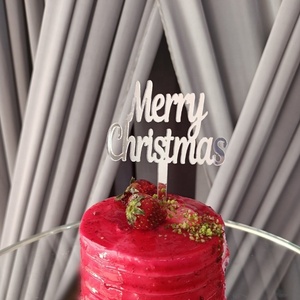 Adorno de Pastel de Acrílico de Lujo Reutilizable con Espejo Dorado y Plateado para Decoraciones de Fiesta de Navidad, Feliz Navidad, Feliz Año Nuevo - Product Image 1