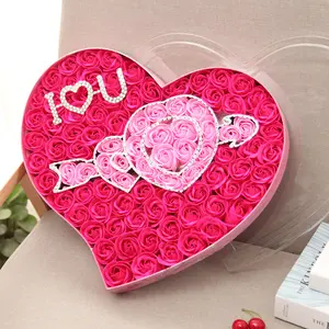 Boîte à fleurs savon artificielle en forme de cœur, cadeau de mariage pour invités, cadeau pour Couple, saint-valentin, styliste T067
