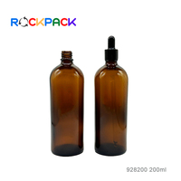 Botellas cuentagotas de aceite esencial para el cuidado de la piel decorativas de Color ámbar de vidrio de 200ml