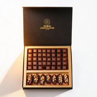 Boîte cadeau magnétique de luxe noire et or pour chocolats, boîte rigide en papier avec logo personnalisé pour emballage de chocolats et dattes de Dubaï, coffret cadeau