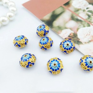 אמייל כחול שטוח חרוז חרוז שרשרת אביזרי צבע שימור נחושת זהב מצופה loose חרוז תכשיטי חומר - Product Image 1