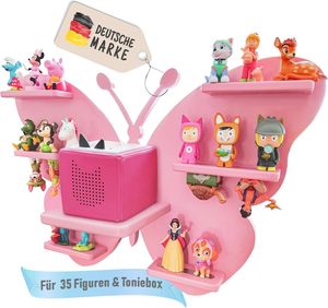Étagère Tonie Butterfly avec espace pour jusqu'à 35 figurines Tonie, Toniebox et station de charge, étagère Toniebox magnétique en bois - Product Image 1
