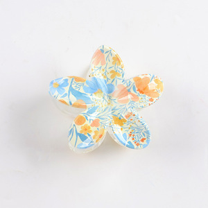 Wholesale Plastic <b>Flower</b> Hair Claw Clips 8cm European-American Style Daily Use <b>Sweet</b> Printed Colorful <b>Flower</b> Hair Accessories - Product Image 2