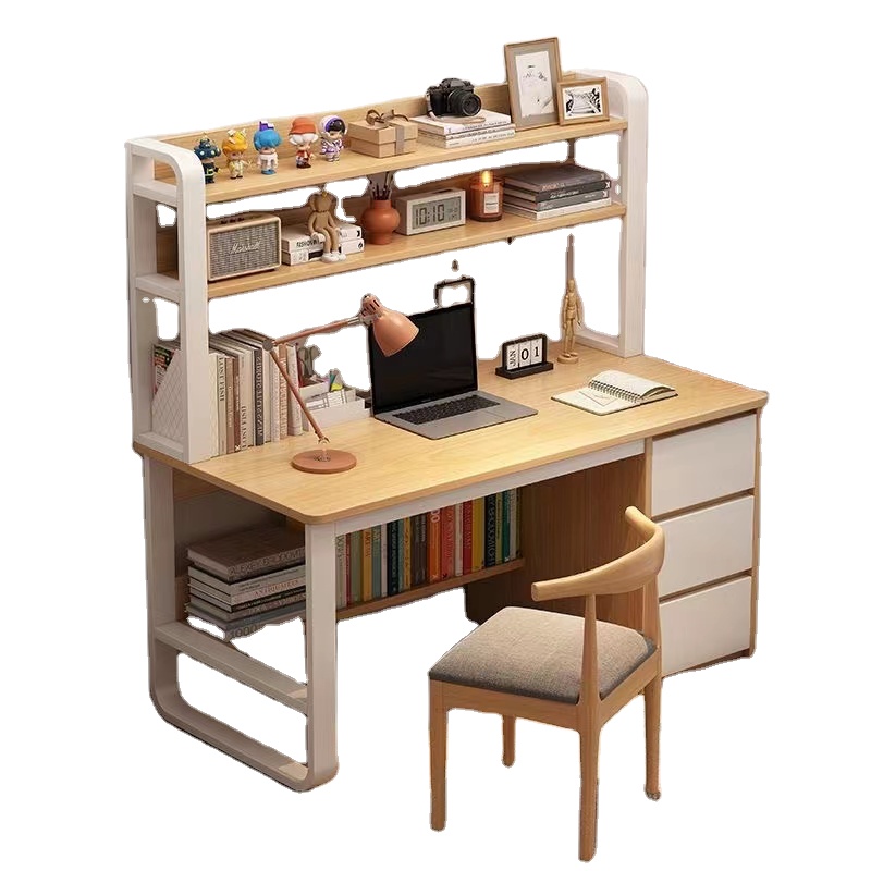 hot selling bedroom furniture laptop desk wooden study learning small modern simple computer table office desk with bookshelf