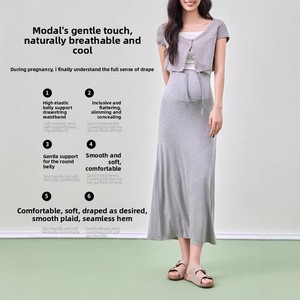 Jupe de Maternité 2026 Printemps/Été Automne Nouvelle Collection Pupu Taille Haute Grande Taille Amincissante Coupe Évasée Viscose <span class=keywords><strong>MILF</strong></span> - Product Image 2