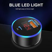 Chargeur de voiture USB C 36W avec voltmètre, moniteur de batterie de voiture de type C avec affichage LED de la tension et de l'intensité pour iPhone Samsung