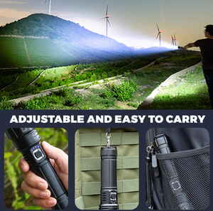 Сверхъяркий светодиодный фонарь из алюминия с регулируемой яркостью XHP70 и ремешком для экстренных ситуаций, охоты и использования на открытом воздухе - Product Image 3