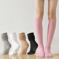 Chaussettes de sport antidérapantes pour femmes, logo, poignets côtelés, tricotées, semelle rembourrée en poly, bulles, yoga, quotidien, automne-hiver