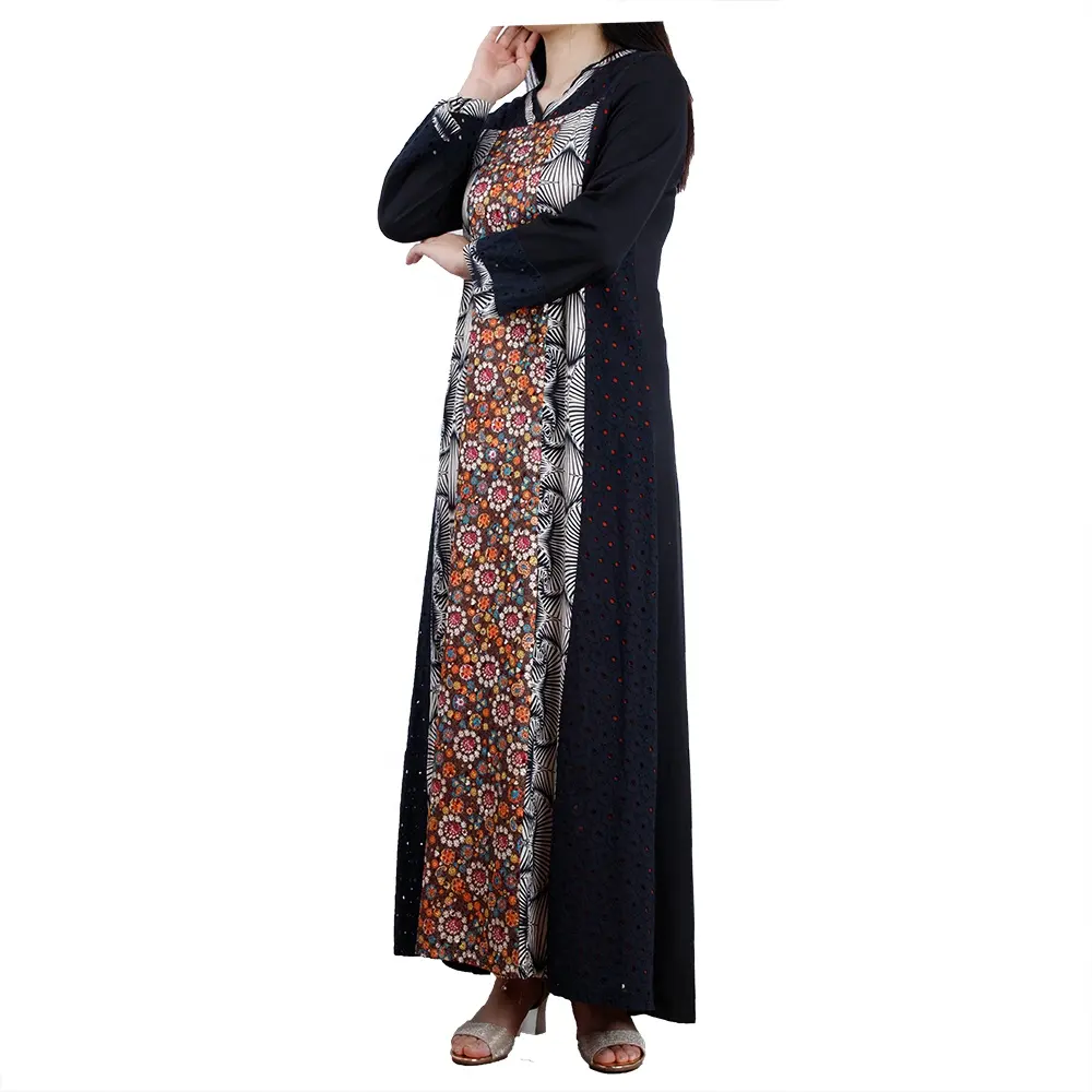 Fashion embroidery printing solid color 3 kinds of fabrics with Islam robe for Arab Dubai Islamic Muslim dress