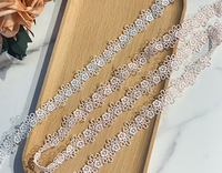Dentelle brodée exquise en polyester rose à double face, motif rose, fil fin, 1,5 cm, accessoires vestimentaires Lolita