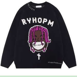 เสื้อสเวตเตอร์ถักลายการ์ตูนอนิเมะแนววินเทจขนาดใหญ่ - Product Image 5