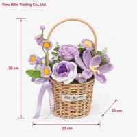 BH Wholesale Keranjang Bunga Rajutan Tangan Modern dari Benang - Mawar, Anyelir, Bunga Matahari - Ramah Lingkungan - Hadiah Ulang Tahun untuk Sahabat Terbaik