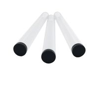 Tubes en PC transparents OEM/ODM avec impression de logo personnalisé, capuchon noir pour papier à rouler conique