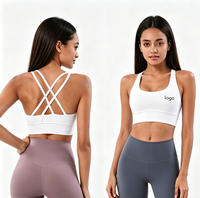 Soutien-gorge de yoga haute intensité pour femme à séchage rapide, design simple, maintien élevé, respirant, en Spandex/Nylon, bretelles croisées