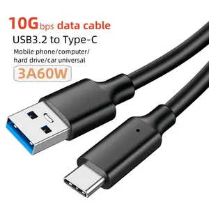 كابل لنقل البيانات من النوع C إلى USB3.2 من نوع C كابل شحن سريع 10Gbps للهواتف المحمولة كابل شحن سريع 3A60WPD