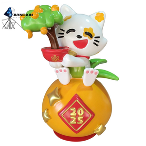 Sculpture de <span class=keywords><strong>chat</strong></span> de dessin animé de nouvel an-Kitty en fibre de verre joyeux tenant un arbre fruitier pour centres commerciaux et hôtels (année personnalisable) - Product Image 5