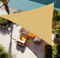Sonnensegel Beige für Hochbeete und Pool-Terrassen, Dreieckiges Vordach über Deck mit Palmenmotiv