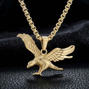 Collar con colgante de águila de acero inoxidable, color plateado y dorado, cadena de 3,0x60 cm, diseño geométrico para hombres y mujeres - Product Image 1