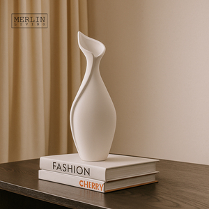 <span class=keywords><strong>Vase</strong></span> en céramique et <span class=keywords><strong>porcelaine</strong></span> Merlin Living pour la décoration de la maison, <span class=keywords><strong>vase</strong></span> blanc mat, décoration, usine de céramique de Chaozhou, vente en gros - Product Image 4