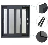 Ventana residencial impermeable Doble vidrio templado Rotura térmica Sistema deslizante de aluminio Ventanas