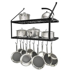 Étagère murale de cuisine réglable pour suspendre des casseroles, vente chaude, organisateur de couvercles de casseroles, support - Product Image 1