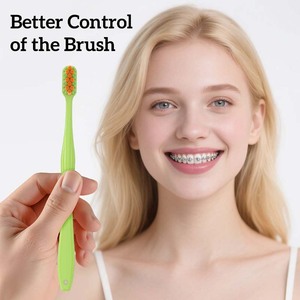 <span class=keywords><strong>Brosse</strong></span> <span class=keywords><strong>à</strong></span> dents <span class=keywords><strong>orthodontique</strong></span> avec poils en nylon PBT doux, concave en forme de U pour appareils dentaires, manche en plastique sans BPA, vente en gros d'usine - Product Image 4